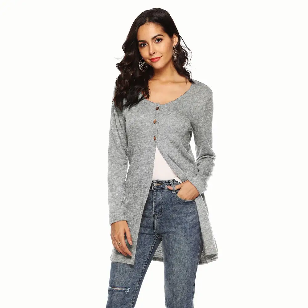 Women Long Sleeve Solid Knitted Cardigan Sweater 5 Colors S-3XL Casual Outwear Tops Button Women'S Jumper Thin Black |