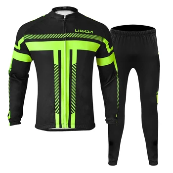 

Lixada Men's Winter Cycling Cong Jersey Set Thermal Fleece Clothing Windproof Cycling Jacket Coat 3D Padded Pants Trousers