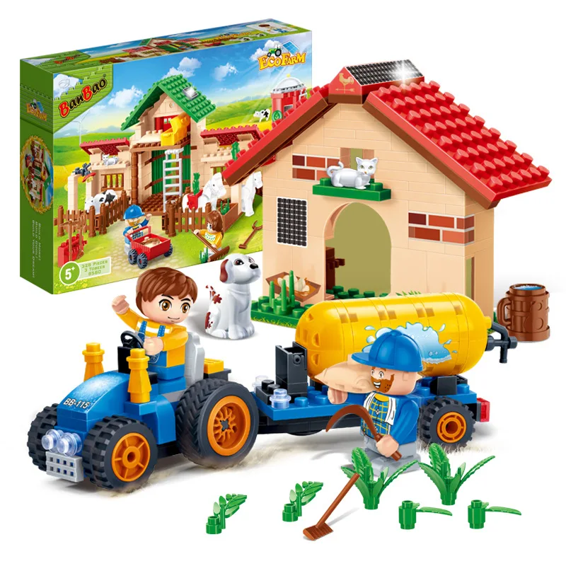 

[Small Particles] BanBao Creative Educational Inserted Building Blocks CHILDREN'S Toy Pastoral Style Irrigation Farmland 8582