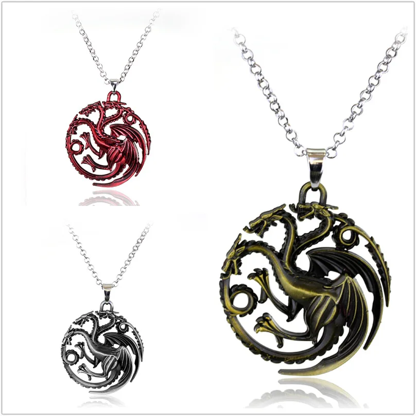 

Power Game Related Products Retro Hollow out Fire Dragon Power Game Necklace Keychain Pendant