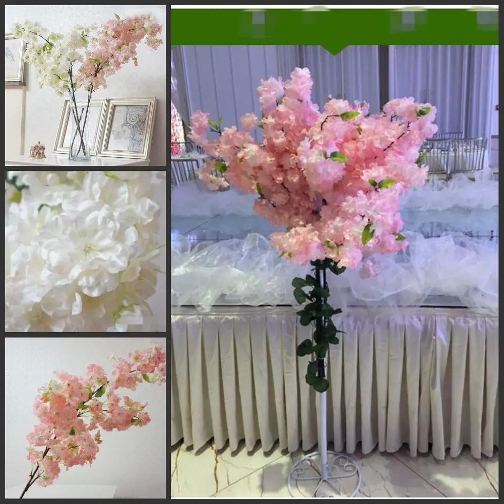 

4 fork Fake Cherry Blossom Flower Branch Begonia Sakura Tree Stem for Event Wedding Tree Decor Artificial Decorative Flower