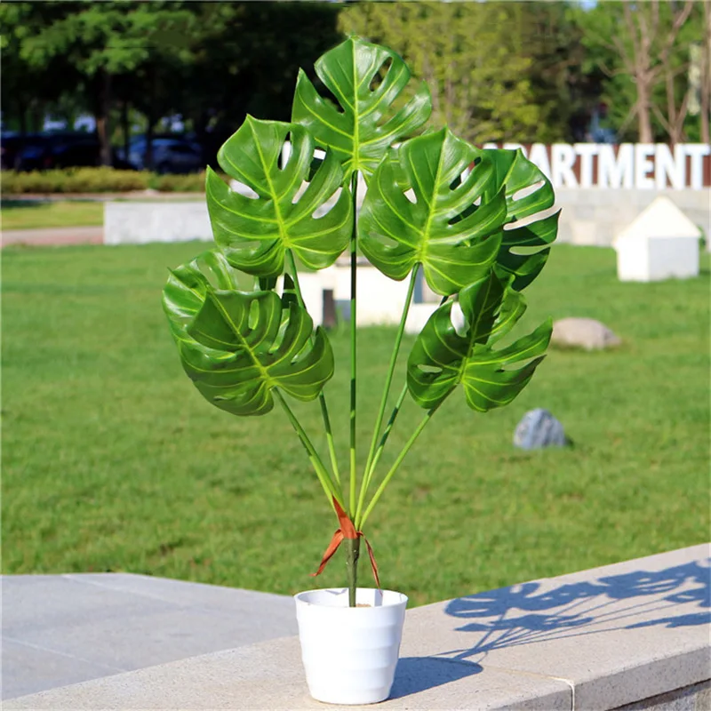 80 см 7 вилка большое искусственное Тропическое дерево поддельные пластиковые ветки растений большая зеленая Пальма монстера листва для осени домашний декор