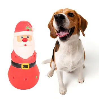 

2019 New Bite-resistant Pet Dog Toy Emulsion Christmas Santa Tree Chew Squeaker Sound Pets Latex Biting Toys1
