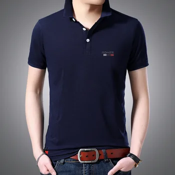 

2020 New Brand Fashion Classic Men Polo Shirt Summer Stretchy Short Sleeve Mens Solid Cotton Sport Blouse Breathable Casual Tops