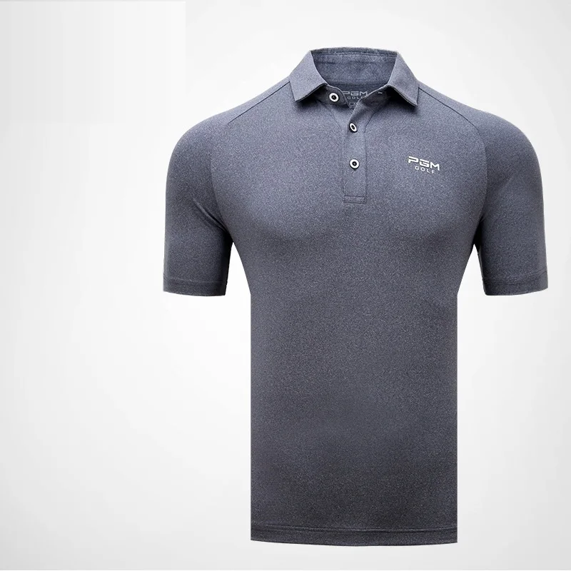 PGM Одежда Для Гольфа Мужская футболка с коротким рукавом футболки для гольфа быстросохнущая Спортивная футболка-поло Мужская дышащая тренировочная спортивная одежда - Цвет: Серый