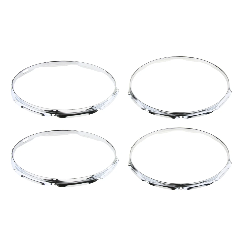 2pcs Chrome 14 Inch Snare Drum Hoop Ring Rim 8&10 Hole For Drum Set Kit
