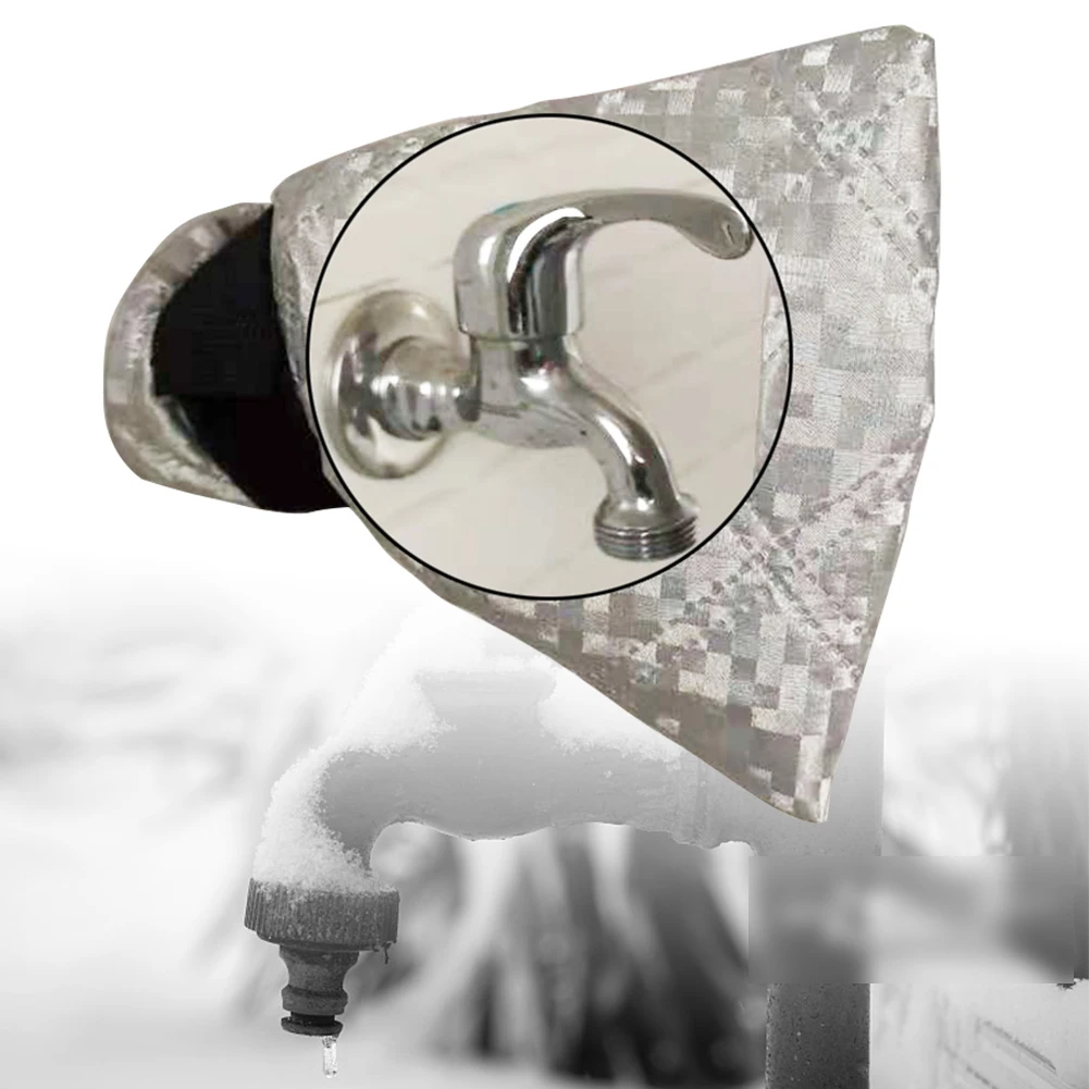 Faucet Sleeve Practical Urltra Light Freeze Protection Outside Winter Insulation Silver Easy Apply Universal Household Tap Cover
