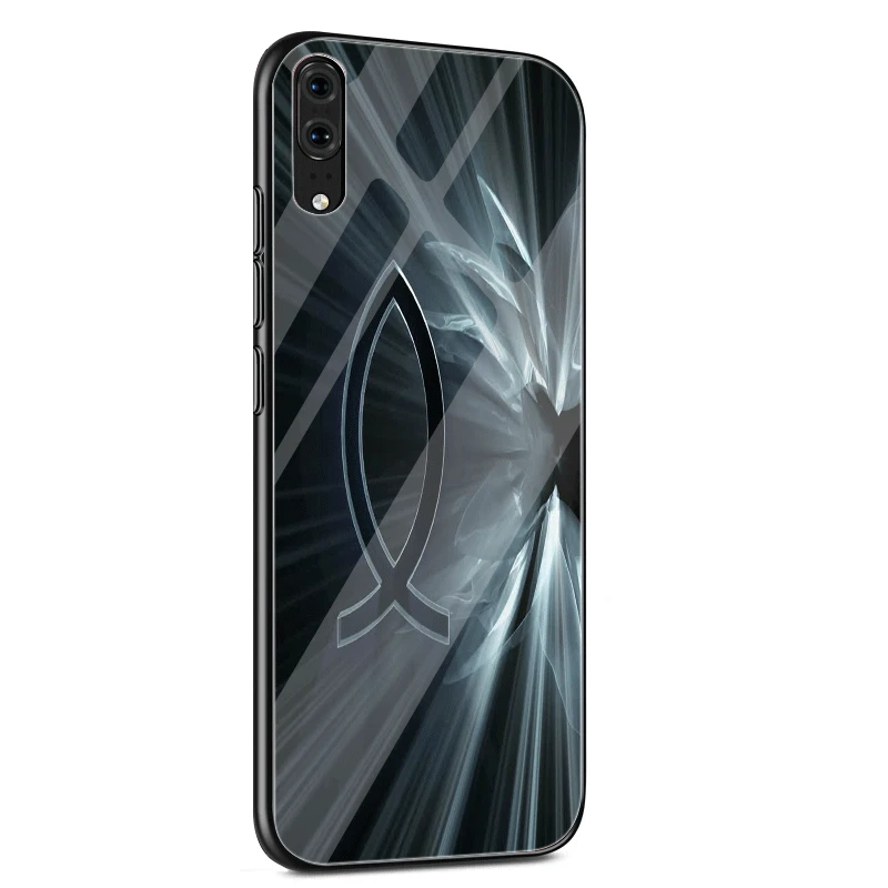 G5 Стеклянный Чехол для мобильного телефона huawei P30 P20 P Smart P10 Y6 7A Y9 Honor 8X9 10 mate 20 Pro Lite с милым логотипом Иисуса христианского рыбы - Цвет: G5