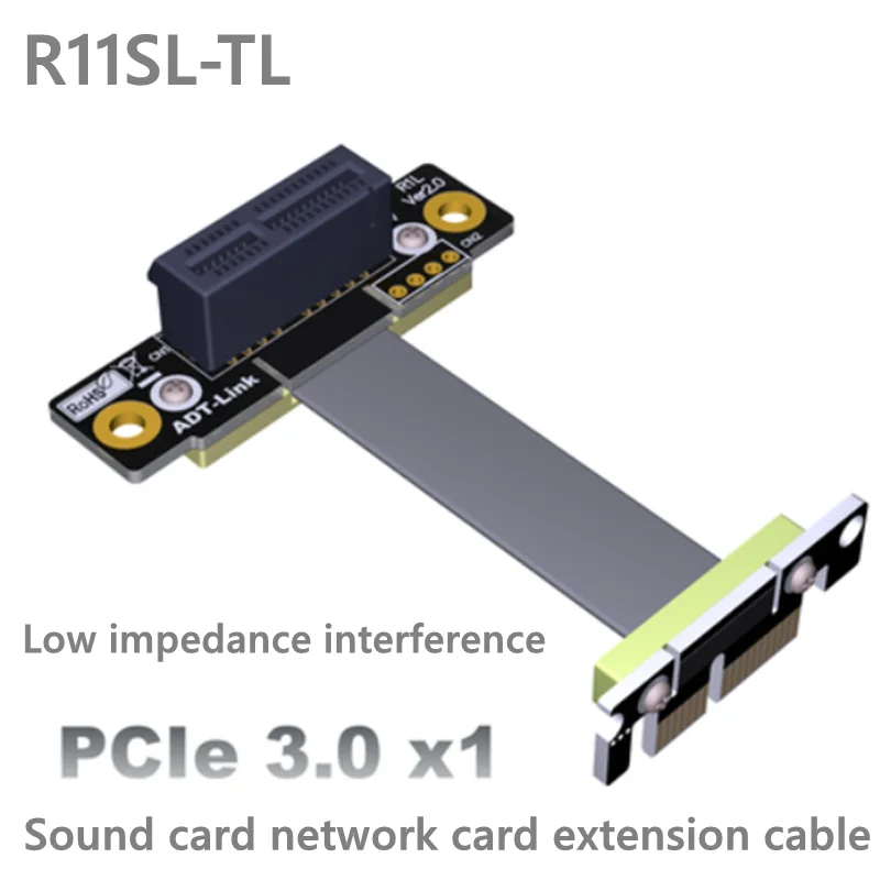 Удлинительный кабель PCIe 3 0x1 к x1 R11SL-TL двойной 90 градусов прямой угол 8G/bps PCI Express 1x