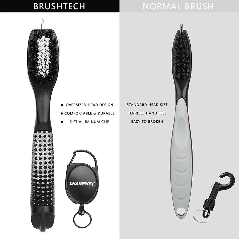 

Champkey BRUSHTECH Polymer Golf Brush Star Series - Oversized Brush Head Plus Comfortable Hand Grip & Retractable Groove Cleaner