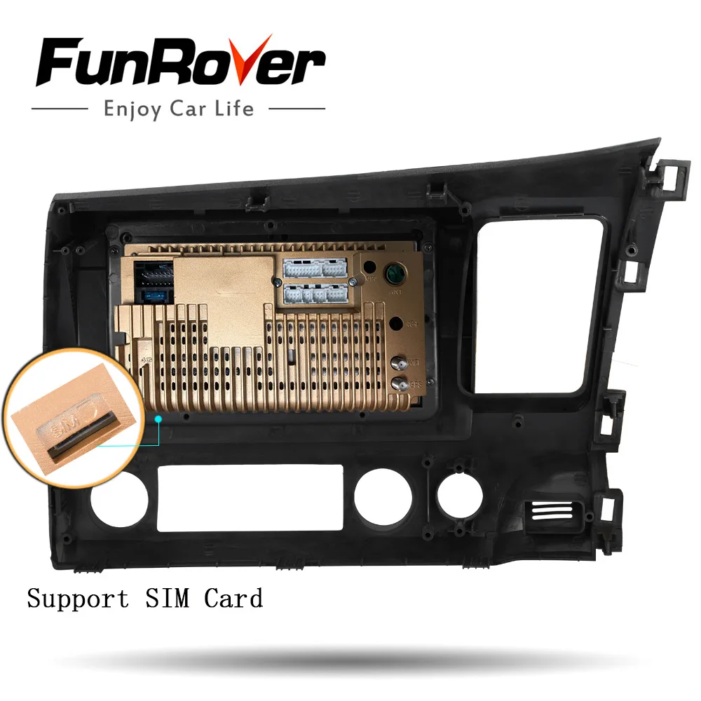 FUNROVER Octa 8 ядерный android 9,0 2 din автомобильный dvd для honda civic 2006-2011 Автомобильный Радио мультимедийный плеер gps навигация wifi DSP SIM