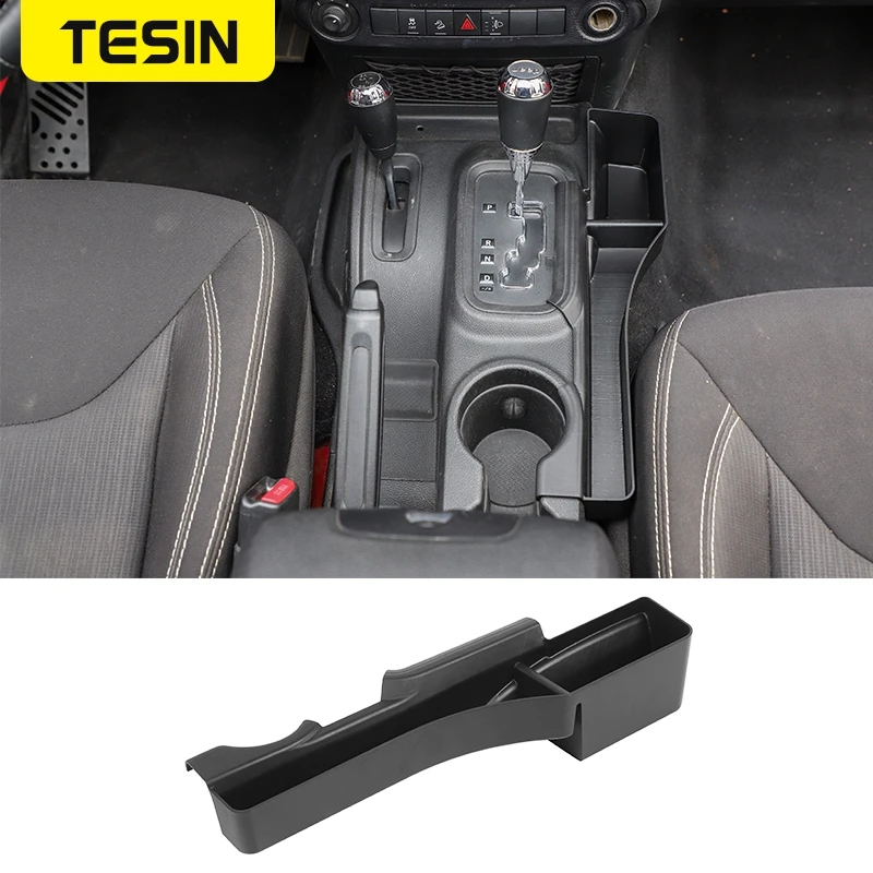 

TESIN Gear Shift Console Pocket Organizer space Filler Storage Box Tray for Jeep Wrangler JK 2011-2017 Seat Side Storage Case