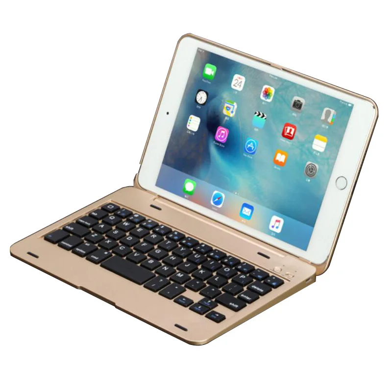 Чехол-клавиатура для iPad Mini 3 mini 2 mini 1 7,9 дюймов планшета. Полный корпус защитный портативный умный беспроводной чехол для клавиатуры - Цвет: gold
