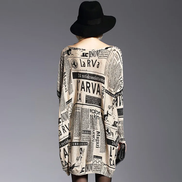 Plus Size Women Long Sleeve Loose Pullovers Knitted Sweaters Printted Knitwear Outwear Autumn LX1834 | Женская одежда