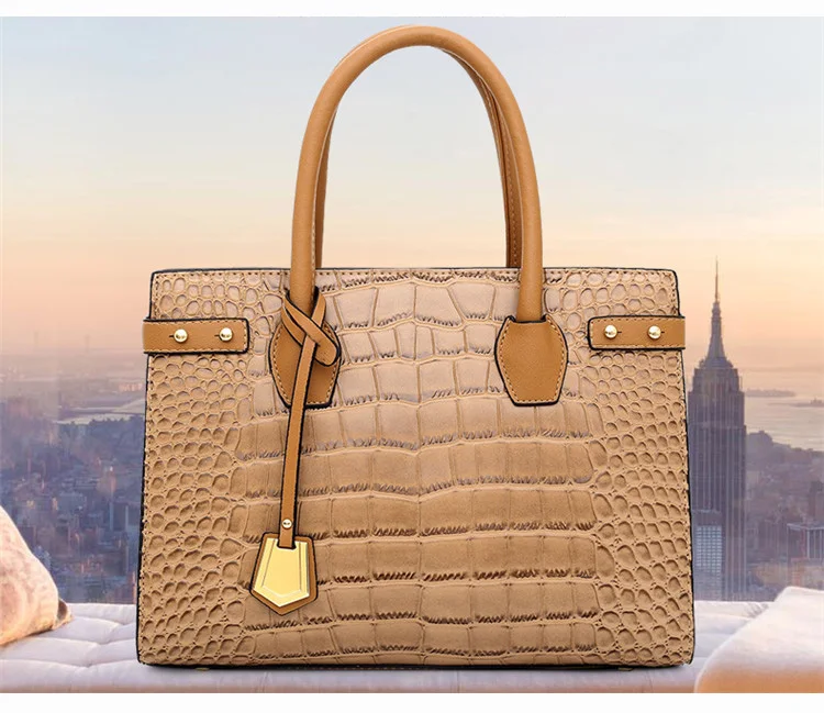 Ladies Crocodile Handbags for Women Luxury Designer Genuine Leather Crossbody Purses Cowhide Top Handle Office Tote Shoulder Bag (2)