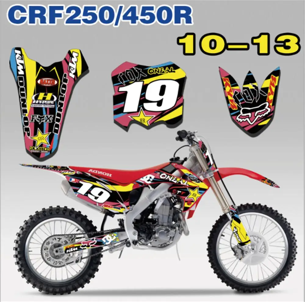 Мотоцикл наклейки Графика Стикеры комплект для Honda CRF250R CRF250 2010 2011 2012 2013 CRF450R CRF450 CRF 250R 250 450R 450