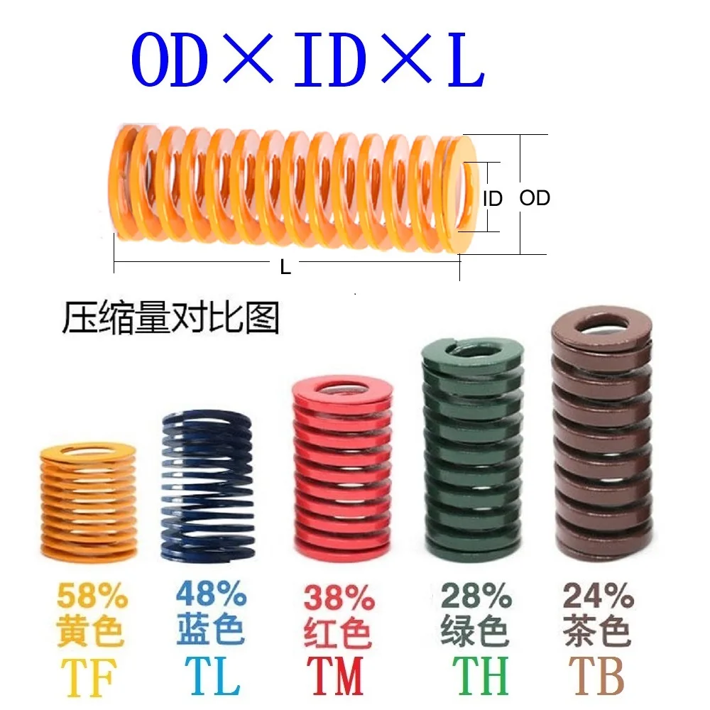 sourcing map 22mm OD 65mm Long Spiral Stamping Light Load Compression Mould Die Spring Yellow