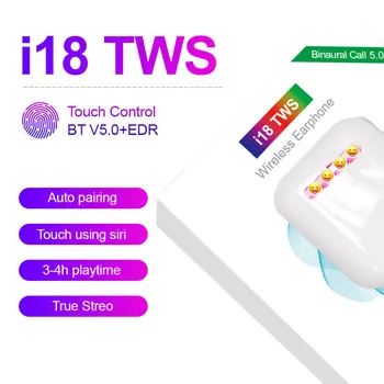 

I18 TWS Wireless Earphone Stereo 3D Bluetooth 5.0 Headphone Earbuds Touch Control for iPhone Xiaomi Huawei Samsung Headset