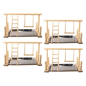 

4x Bird Playground Wood Perch Exercise Play Climb Toys for Parrots Macaws