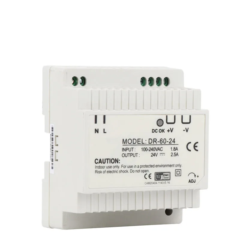 DR-60 Din Rail Тип электрического питания DR-60-24 DR-60-24/12/18/5 преобразователь переменного тока в постоянный импульсный источник питания светодиодного табло