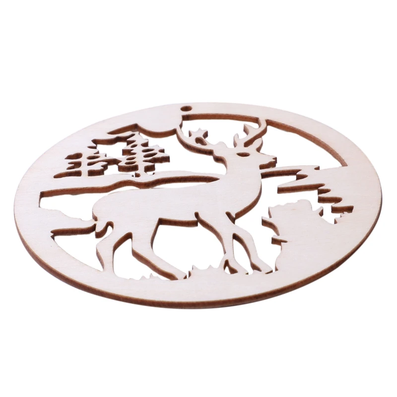 5 шт./компл. Висячие деревянные рождественские украшения с джутовой лентой полый