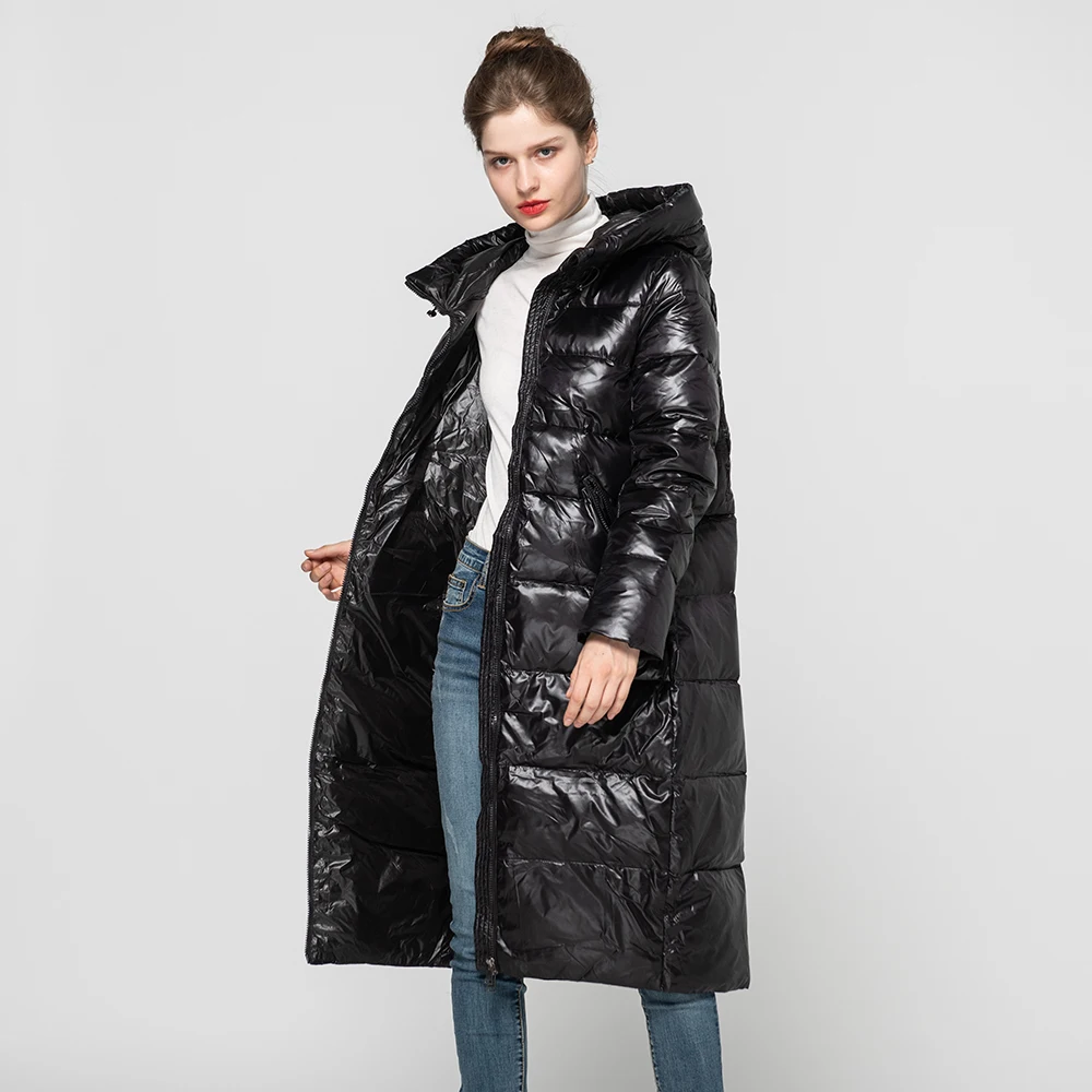 Новое поступление, Женское зимнее пальто, настоящее белое пуховое пальто, модная длинная верхняя одежда, женские плотные пальто с капюшоном S7622