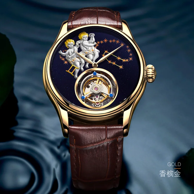 Новые Брендовые мужские часы Tourbillon, механические мужские часы, нержавеющая сталь, тонкий циферблат, креативный тренд, роскошные популярные мужские часы