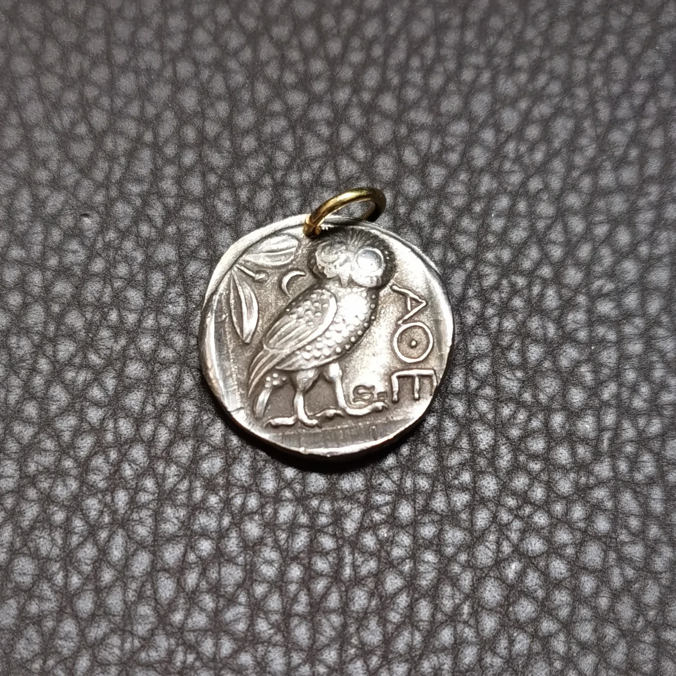 Греческая Афина древняя Сова Монеты Посеребренная монета античное животное сова старая копия кольцо с украшением из монет ремесла - Цвет: A1