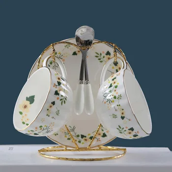 

Fun Fervent Classic Porcelain Cute Cup and Saucer Ceramics Simple Tea Sets Modern Coffee Cups Tazas Para Cafe Kitchenware