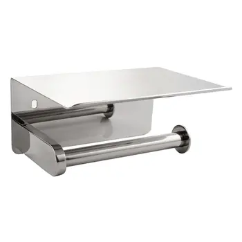 

Toilet Paper Holder,304 stainless steel Bathroom Paper Tissue Holder with Mobile Phone Storage Shelf Rack
