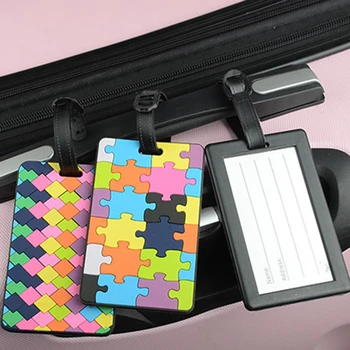 

Travel Accessories Silica Gel Luggage Tags Creative Square Puzzle Suitcase ID Address Holder Baggage Boarding Tag Portable Label