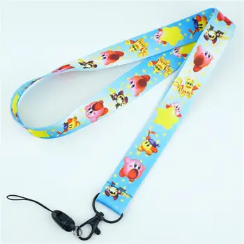 

Anime Cartoon Cute Kirby Neck Strap Lanyard Mobile Phone Charms Key Chain Camera ID Badge Holder soft fabric Lariat Key Chains