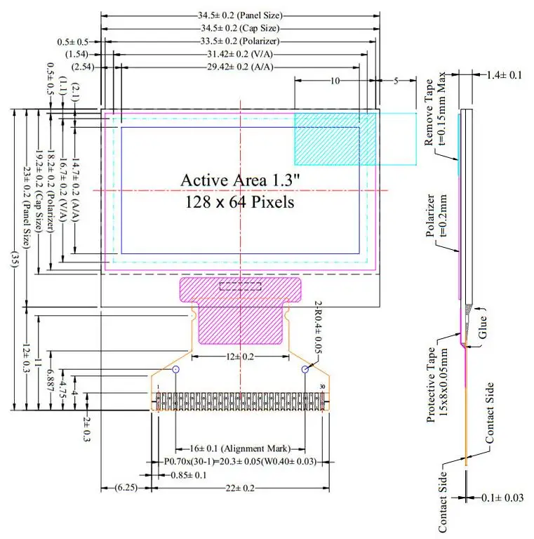 1,3 дюймовый oled-дисплей 12864 ЖК-экран для arduino 30PIN сварочный Белый Синий sh1106 SSD1306 1," oled-дисплей