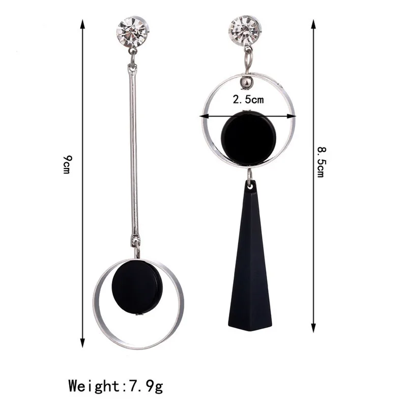 Женские круглые серьги Eearringd из черной смолы с блестящими кристаллами вечерние