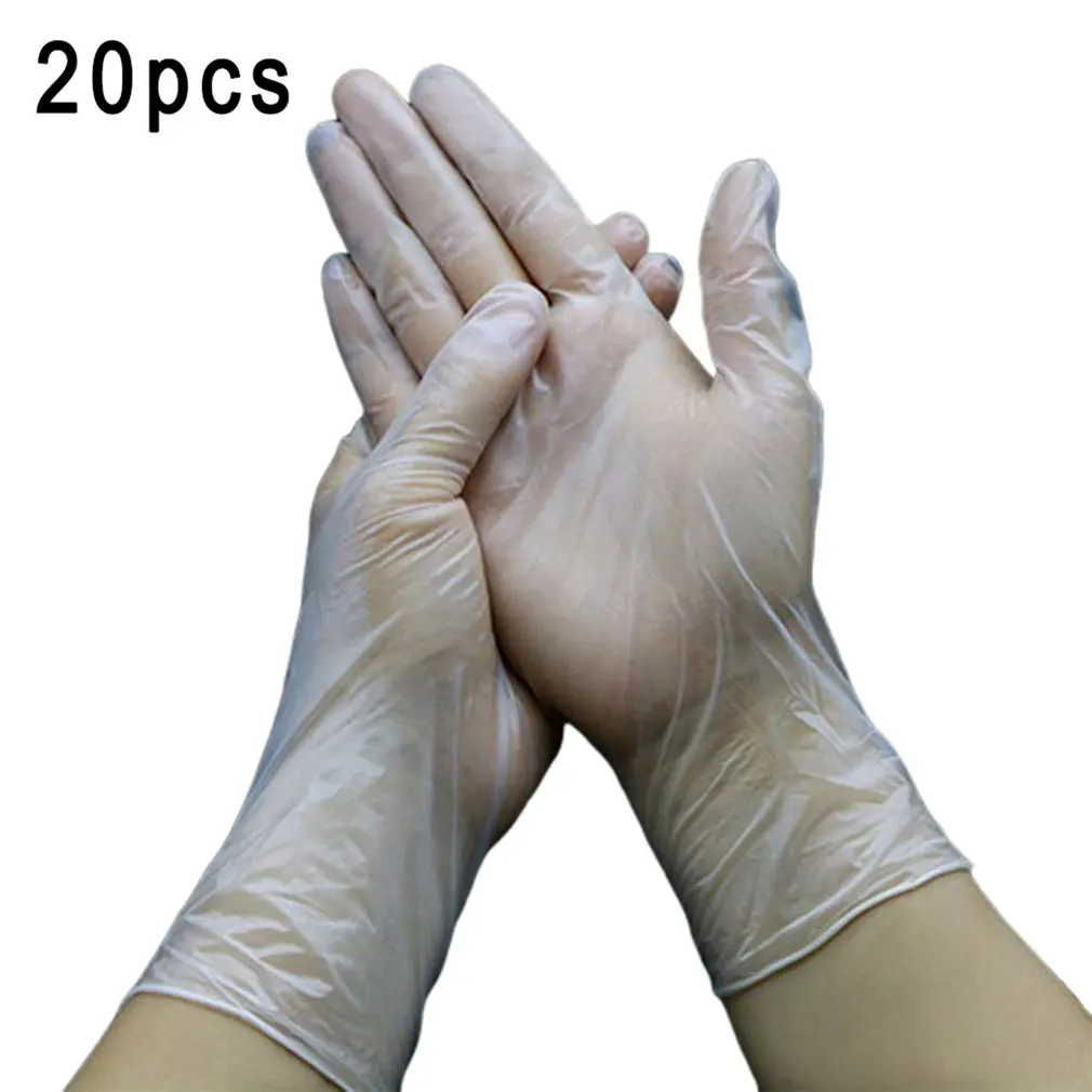

Clear Plastic Disposable Gloves For Food Use Acid Resistant Gloves For Home Cleaning Medical Pvc Gloves 20Pcs
