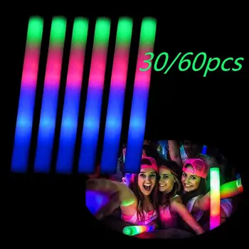 

30pcs Multicolor LED Foam Glow Stick Party Fluorescence Light Glow Sticks For Wedding Party Glow Sticks Colorful Glow Sticks