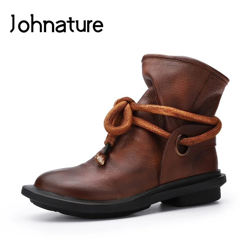Johnature/ботинки на платформе в стиле ретро Новинка 2020 года Осенняя женская обувь