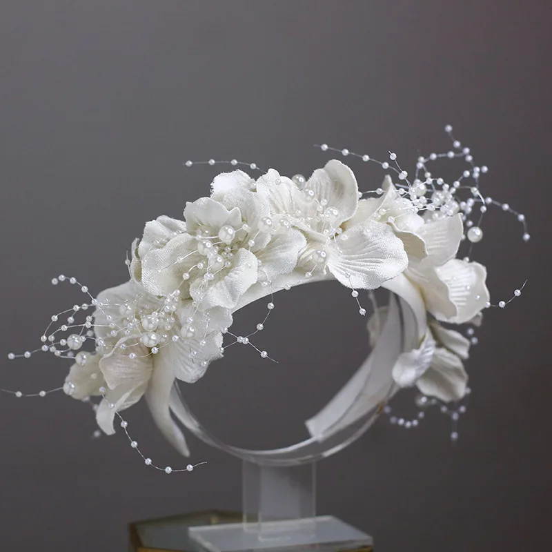 French White Flower Hairband women elegant tiara wedding bride hair Accessories hair accessories bridal hair accessories