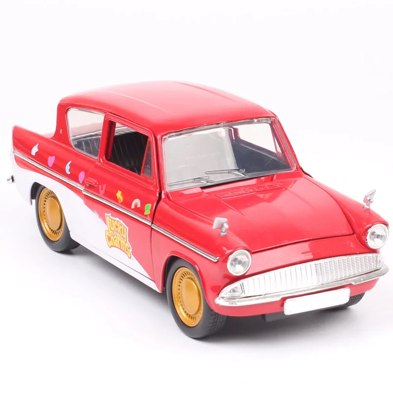 No Box 1/24 Scale Classics 1959 Ford Anglia Lucky Charms Cute Diecast Car Model Replica Toy Vehicles Hollywood Rides Collectible