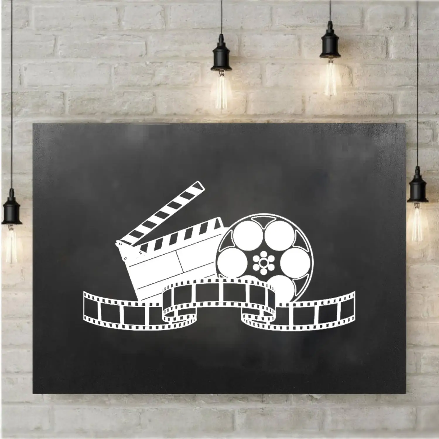 

Theater Action Sign Cinema Wall Decal Movie Film Tape Poster Home Vinyl Sticker Strip Removable Mural Interior Studio CX160