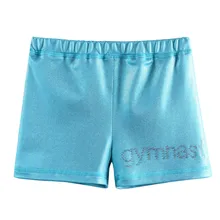 BAOHULU Blue Skinny Girls Shorts Baby Toddler Sports Gymnastics Dancing Shorts Sparkly High Elastic Pants for Kids 4-12 Years