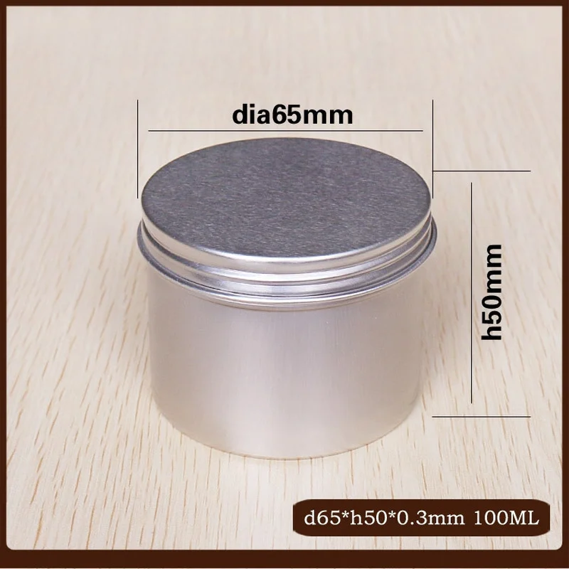 

50pcs/lot 100g Aluminum Cosmetic Jar 50mm Height Screw Thread Cream Pot Lip Balm Mask Tin Ointment Hand Cream Box
