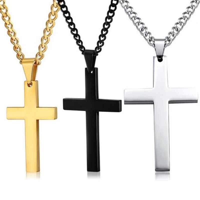 Vintage Cross Pendant Necklace Women Men Zinc Alloy Link Chain Charm Necklace Cool Boys Girls Punk Hip Hop Jewelry Gift