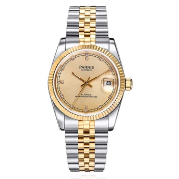 

Parnis 36mm Automatic Mechanical Men Watch Luxury Brand Business Sapphire Crystal Stainless Steel Bracelet Wristwatch Men