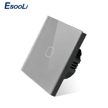 

Esooli Four color Crystal Glass Panel Touch Switch EU/UK standard 1 Gang 1 Way Touch Switch Only Touch Function Light Switch