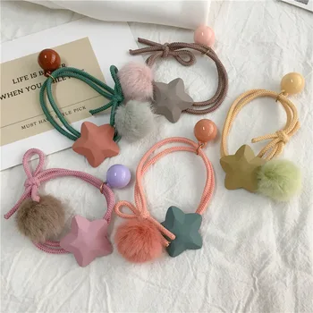 

Korean autumn and winter new style hair ties wool felt fruits Telephone hair ring for girls