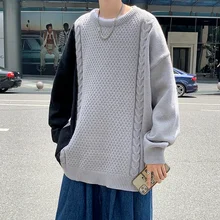 

Men Fashion Clothing Patchwork Sweater Japan Style Autumn Winter Men Harajuku Sweater Men Streetwear Hip Hop Knitted Sweaters