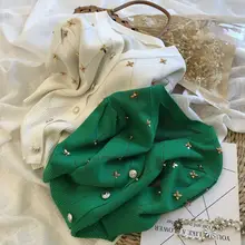 

French Retro Puff Sleeve Women Knitted Cardigans New Design Sequins Rhombus Plaid Short Sleeve Green Knitted Sweater Top