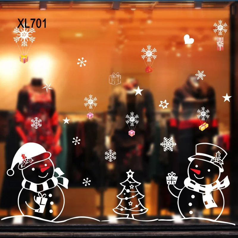 Снежинки наклейка "Снеговик" Рождество окна цепляется наклейка s Рождество декоративные стикеры на окна Рождественская вечеринка украшения стикеры s - Цвет: xl701