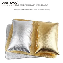 Angnya 1 комплект мягкая подушка из искусственной кожи, складная подушка для ногтевого дизайна, подставка для рук, инструменты для дизайна ногтей, золотистые, серебристые, текстурные, ручные подставки